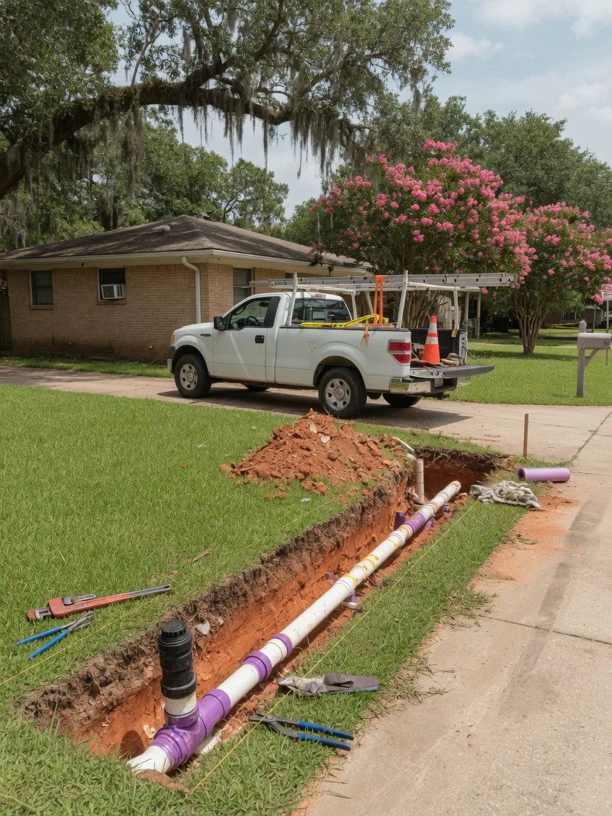 Plumbing job site in Katy, TX after a residential repair