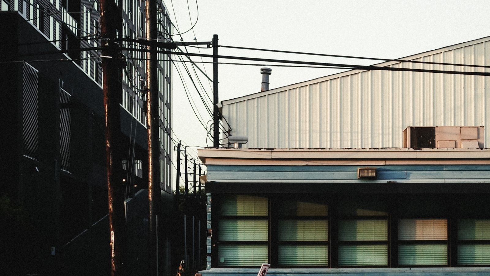 Houston industrial street at daybreak