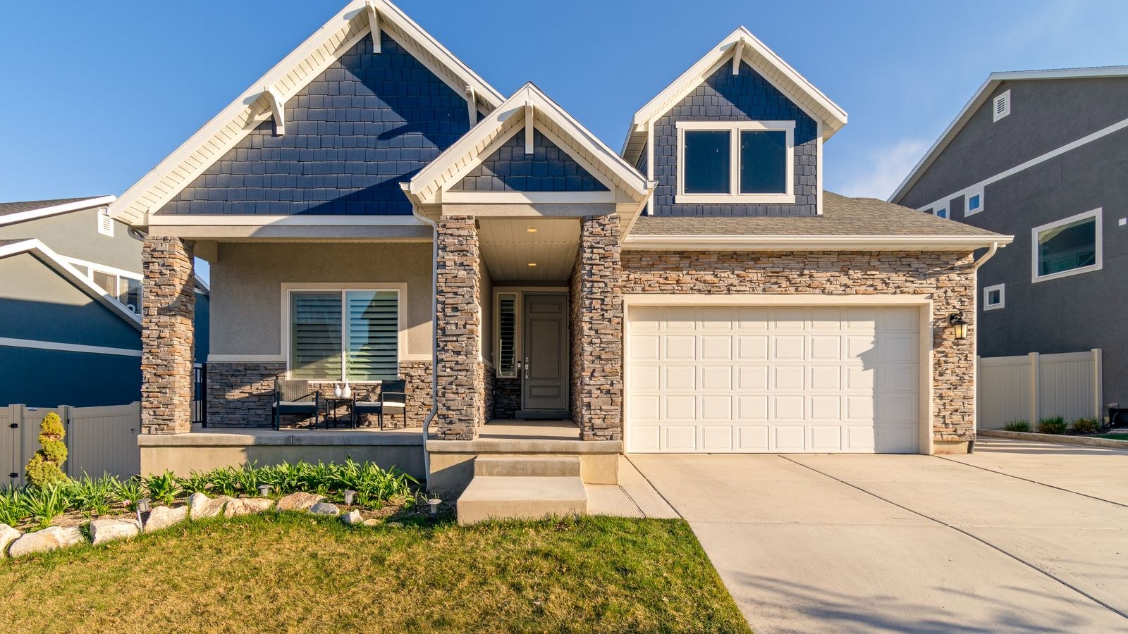 Stone suburban home
